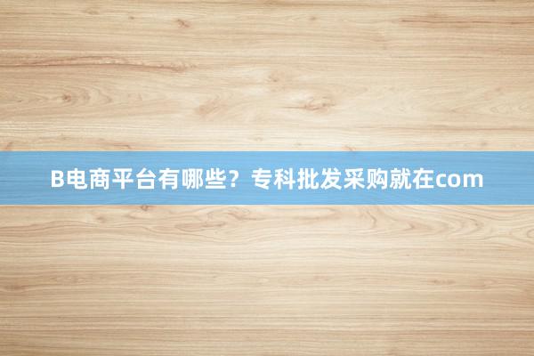 B电商平台有哪些？专科批发采购就在com